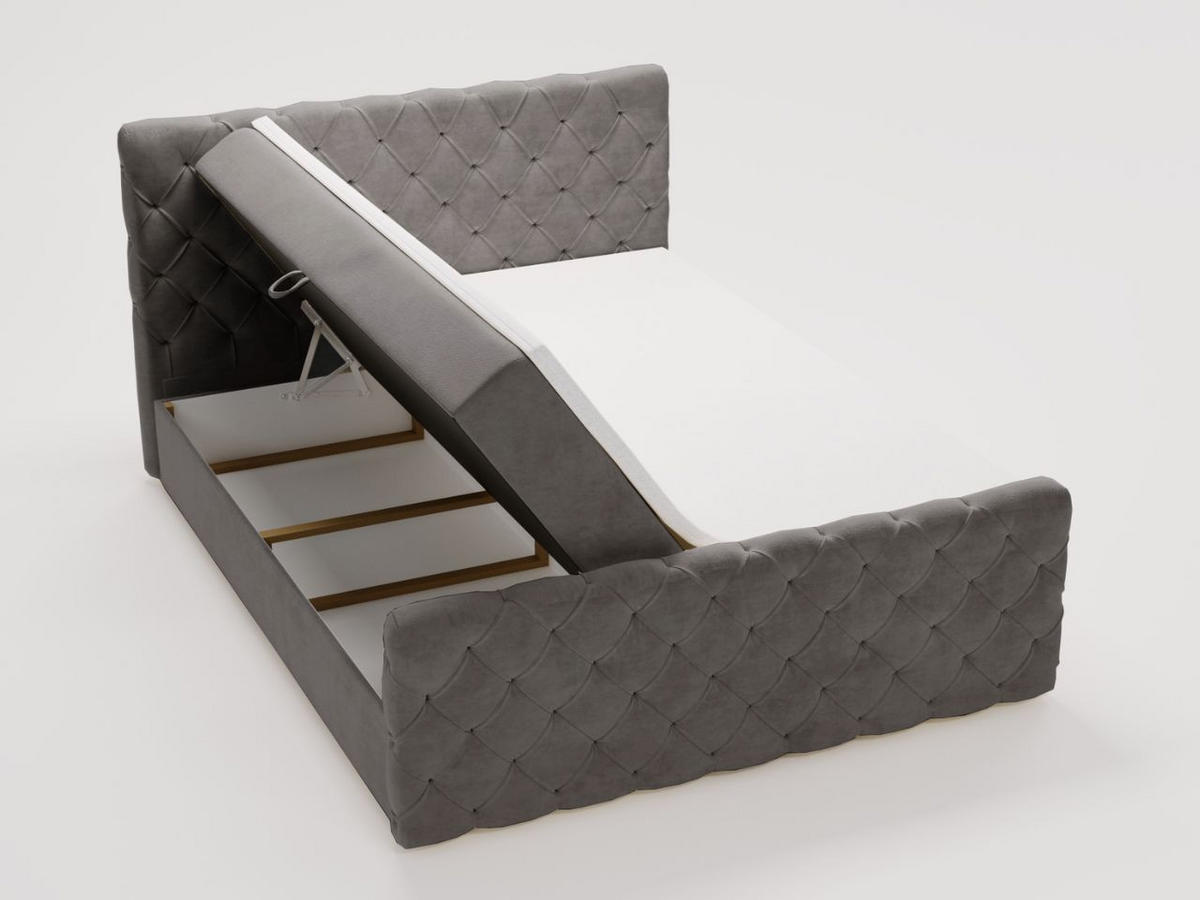 BOXBETT Lunaris 180x200 Dunkelgrau - Dunkelgrau, Holz/Textil (180/200cm) - Graingold