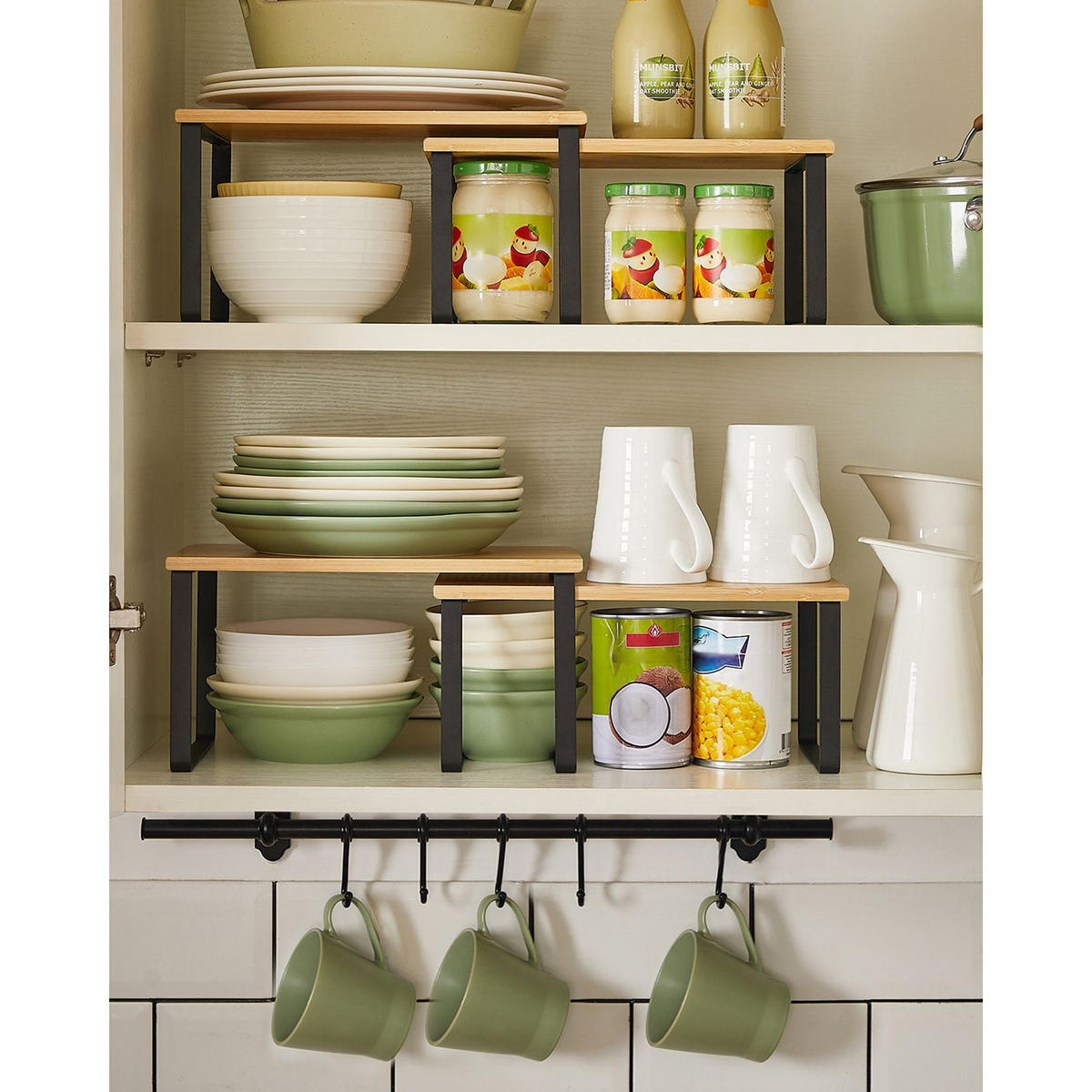 KÜCHEN-ORGANIZER HELSINKI 4ER-SET - Schwarz, Naturmaterialien (29.7/15.5/19.5cm) - Hansiro