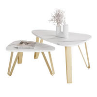 SATZTISCH NOA Stahlgestell, Freiform, Gold / Bianco Marmor - Goldfarben/Weiß, Holzwerkstoff (94/60/42cm) - Idohome