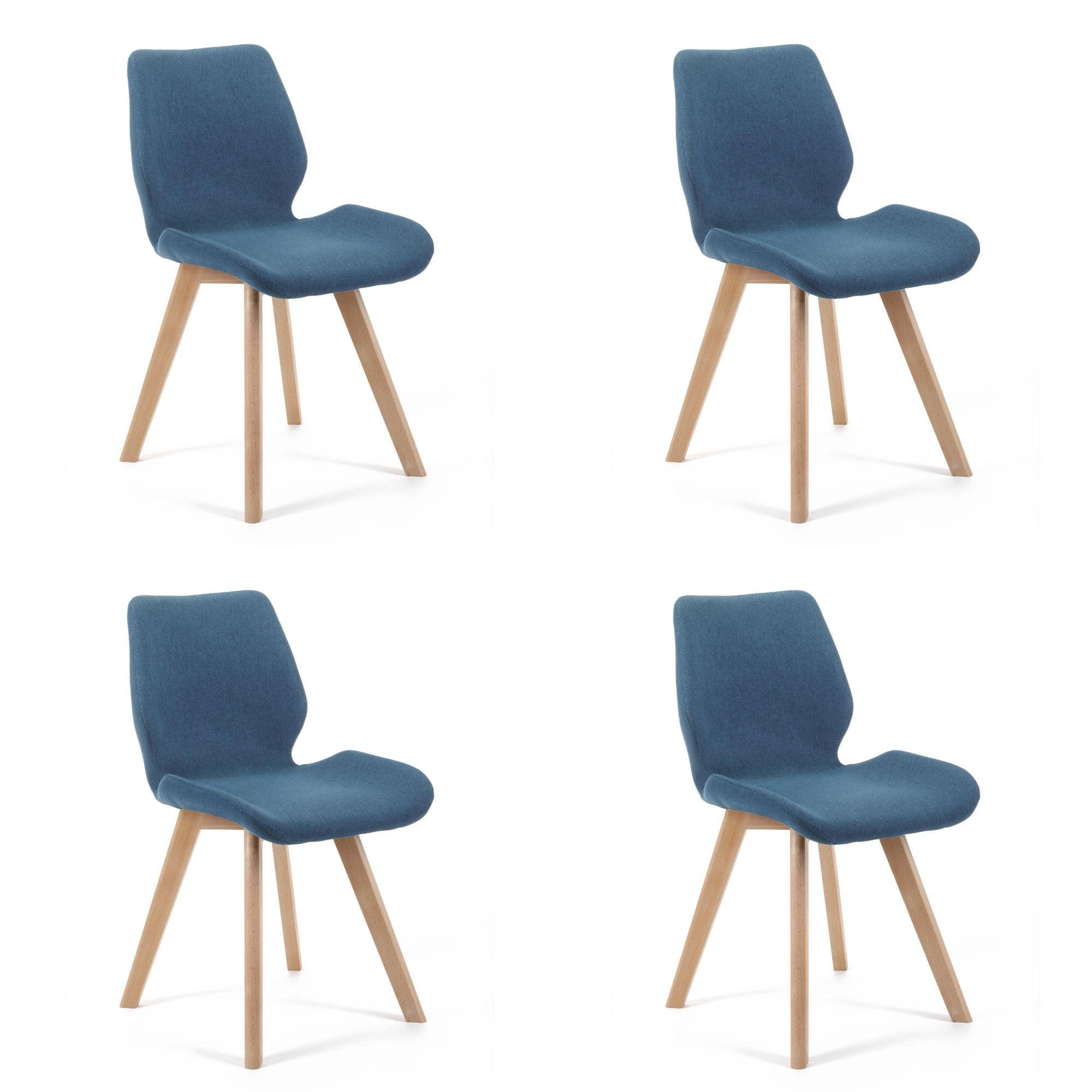 POLSTERSTUHL 4er Set, Holzbeine Blau 45,5/82,5/59 - Blau, Textil (46/83/59cm) - RAUMHIRSCH FURNITURE