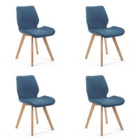 POLSTERSTUHL 4er Set, Holzbeine Blau 45,5/82,5/59 - Blau, Textil (46/83/59cm) - RAUMHIRSCH FURNITURE