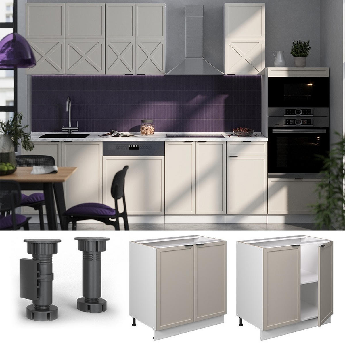 SPÜLENUNTERSCHRANK Fame-Line GrauBeige 80 cm mit Regal, AP Eiche - Weiß/Grau, Holzwerkstoff (80/82/60cm) - Vicco
