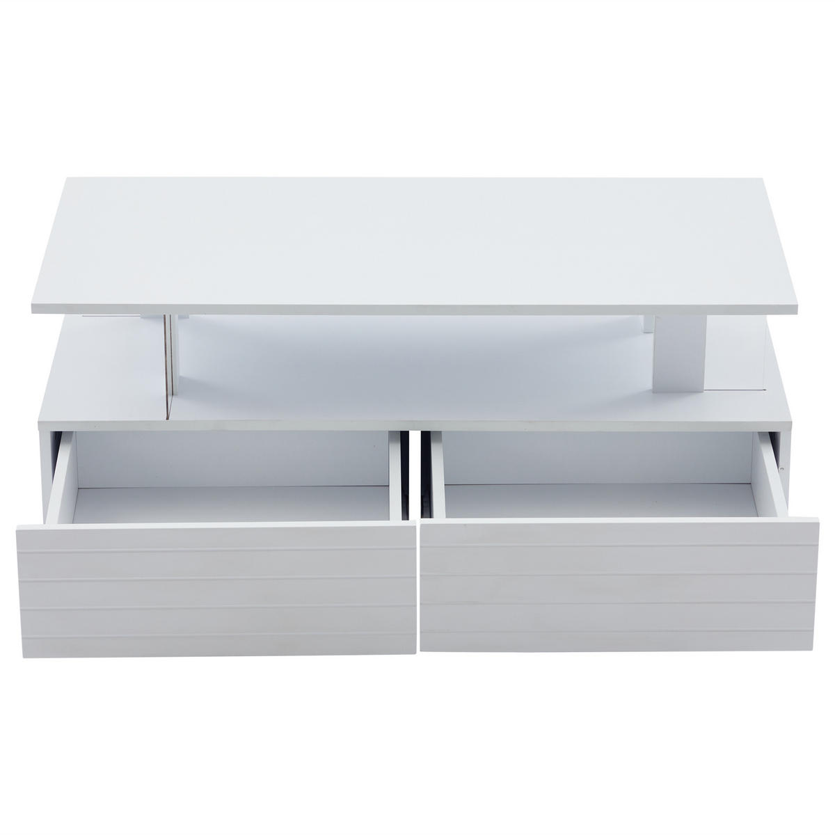 COUCHTISCH 100/50/42 cm weiß mit LED-Beleuchtung App-Steuerung und Stauraum - Weiß, Holzwerkstoff (100/50/42cm) - OKWISH