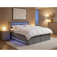 BOXSPRINGBETT Brooklyn grau 160/200 cm H2/H3 Samt - Grau, Textil (160/200cm) - wonello