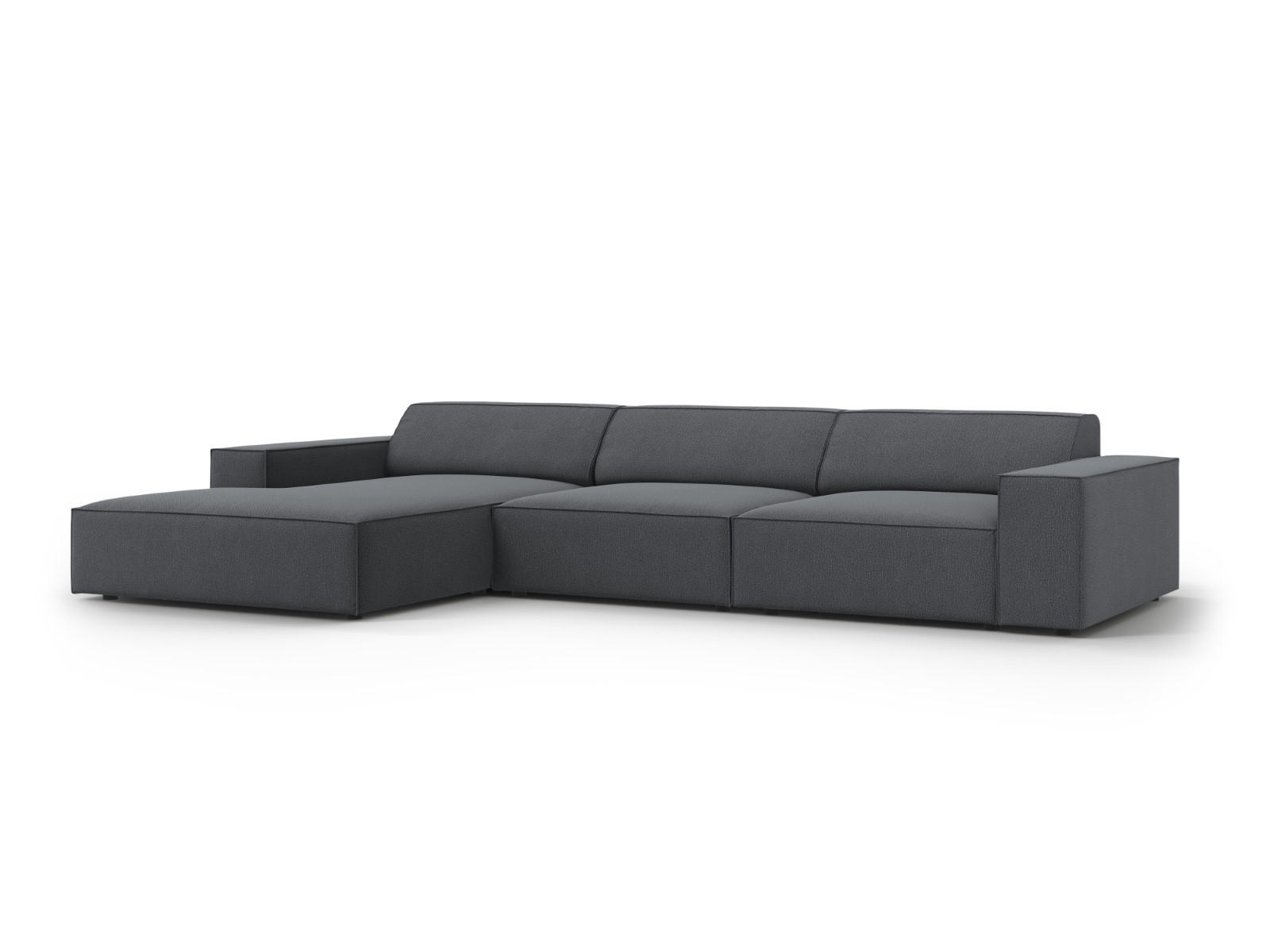 ECKSOFA links Jodie aus strukturiertem Stoff dunkelgrau 4 Sitzplätze - Dunkelgrau, Textil (166/284cm) - Micadoni