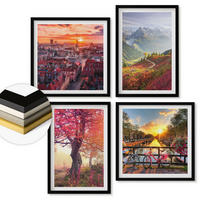 WANDBILDER 4er-Set - 50x50 cm & 40x60 cm Schwarzer Rahmen - Berglandschaften mit dem Fahrrad - Schwarz, Kunststoff (50/50cm) - ArtPrintCave