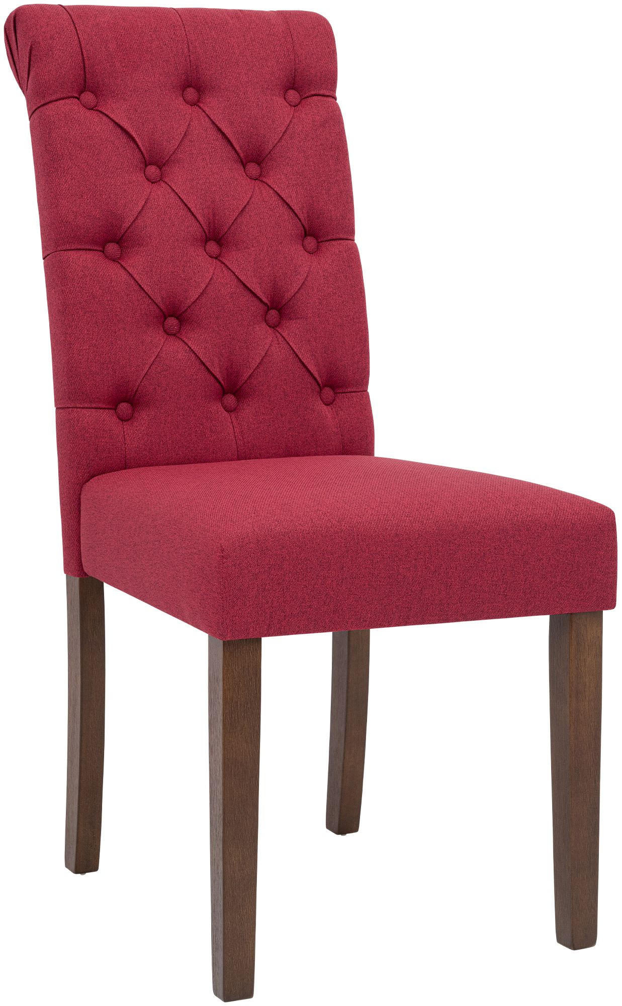 STUHL Stoff Rot - Rot/Walnussfarben, Holz/Textil (45/98/63cm) - CLP