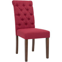 STUHL Stoff Rot - Rot/Walnussfarben, Holz/Textil (45/98/63cm) - CLP