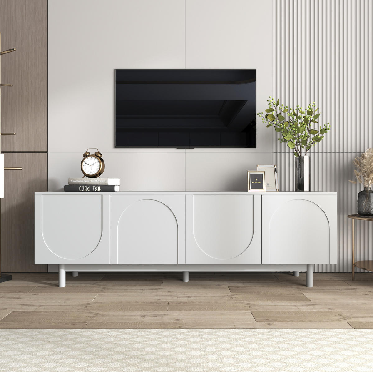 TV-SCHRANK in Weiß mit 4 Türen und verstellbaren Einlegeböden 175/38/56 cm - Weiß, Holzwerkstoff (175/56/38cm) - Redom