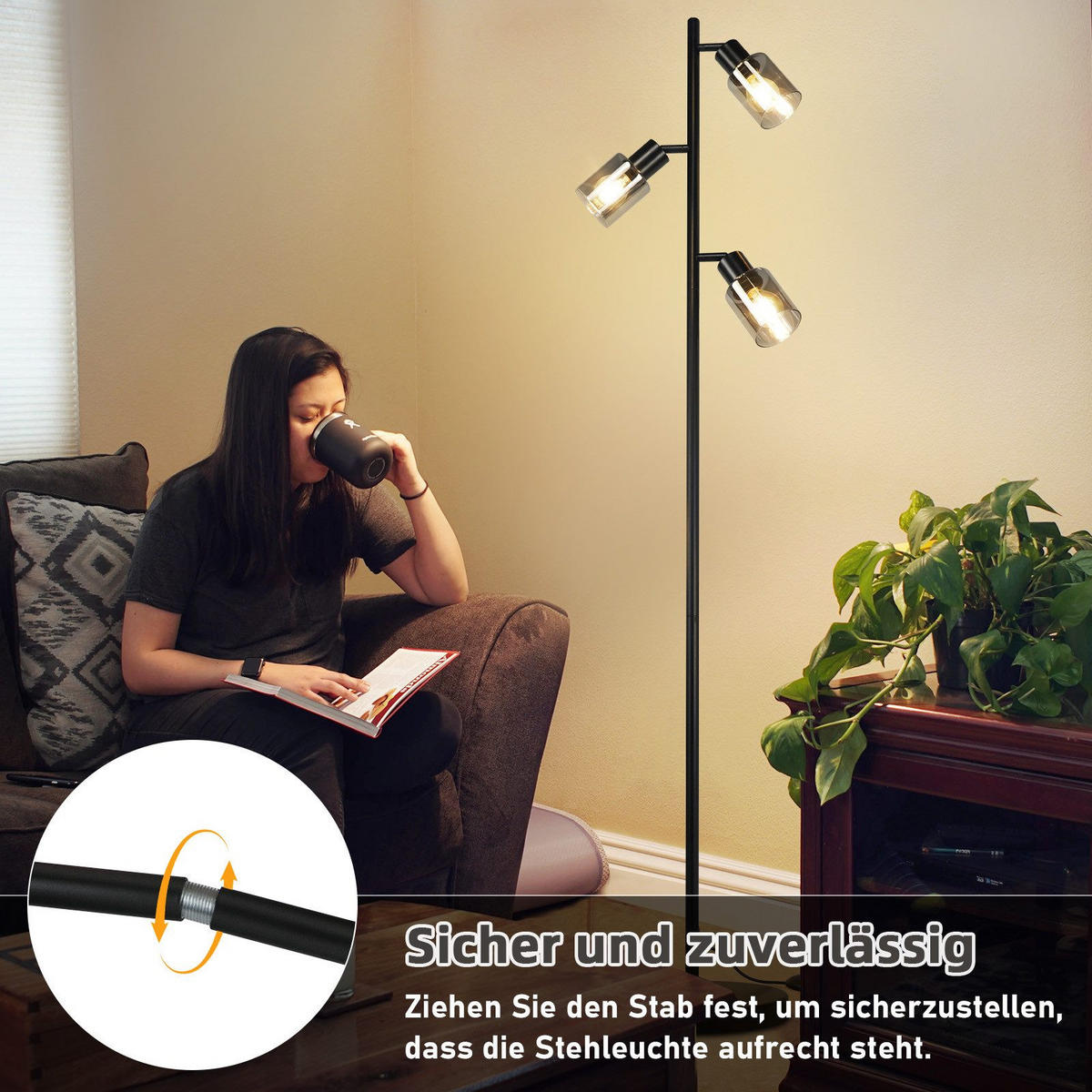 STEHLAMPE Yandell 23/138/23cm - Schwarz, Metall (23/138/23cm) - Nettlife