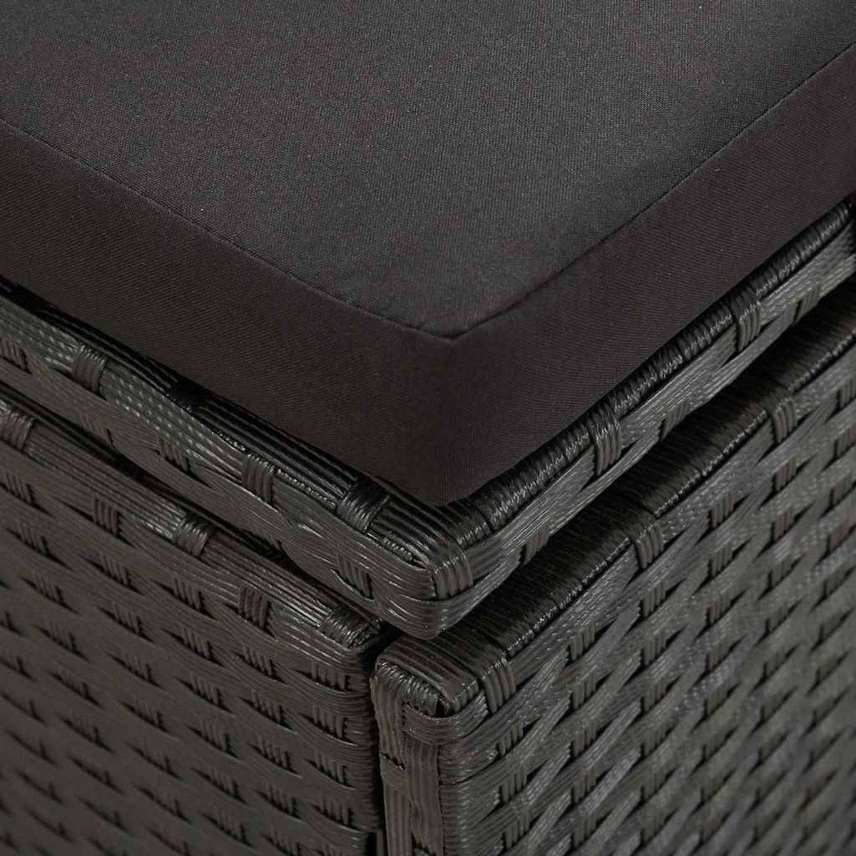 SONNENLIEGE Mit Auflage Poly Rattan Schwarz - Schwarz/Grau, Kunststoff/Textil (60/60/195cm) - vidaXL