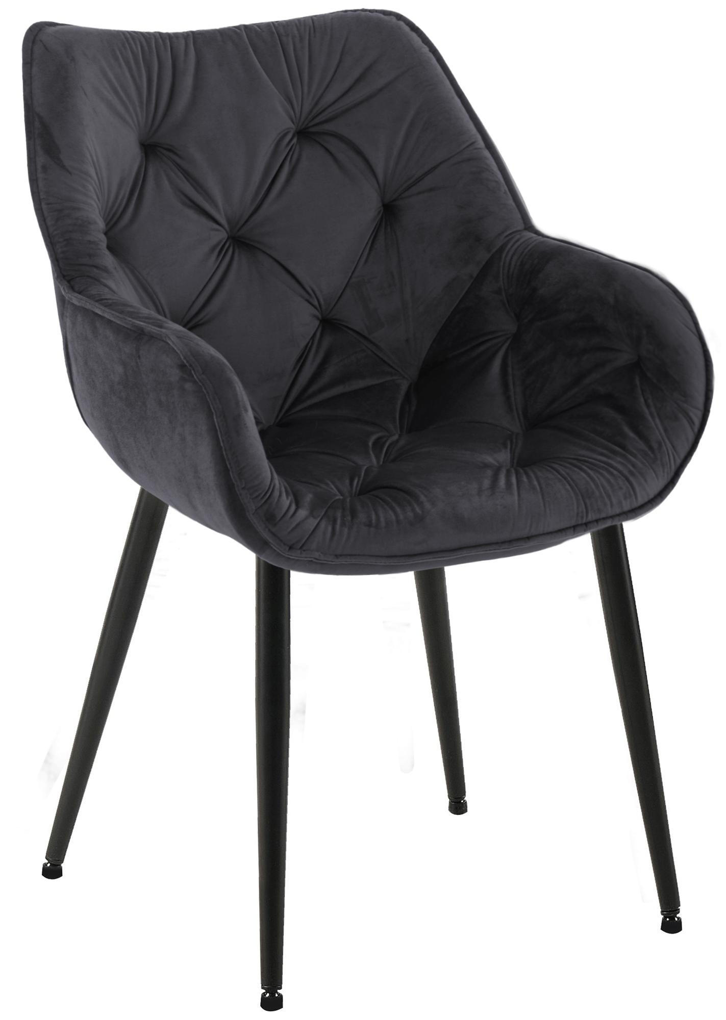 ARMLEHNENSTUHL Samt Schwarz - Schwarz, Textil/Metall (58/83/62cm) - CLP
