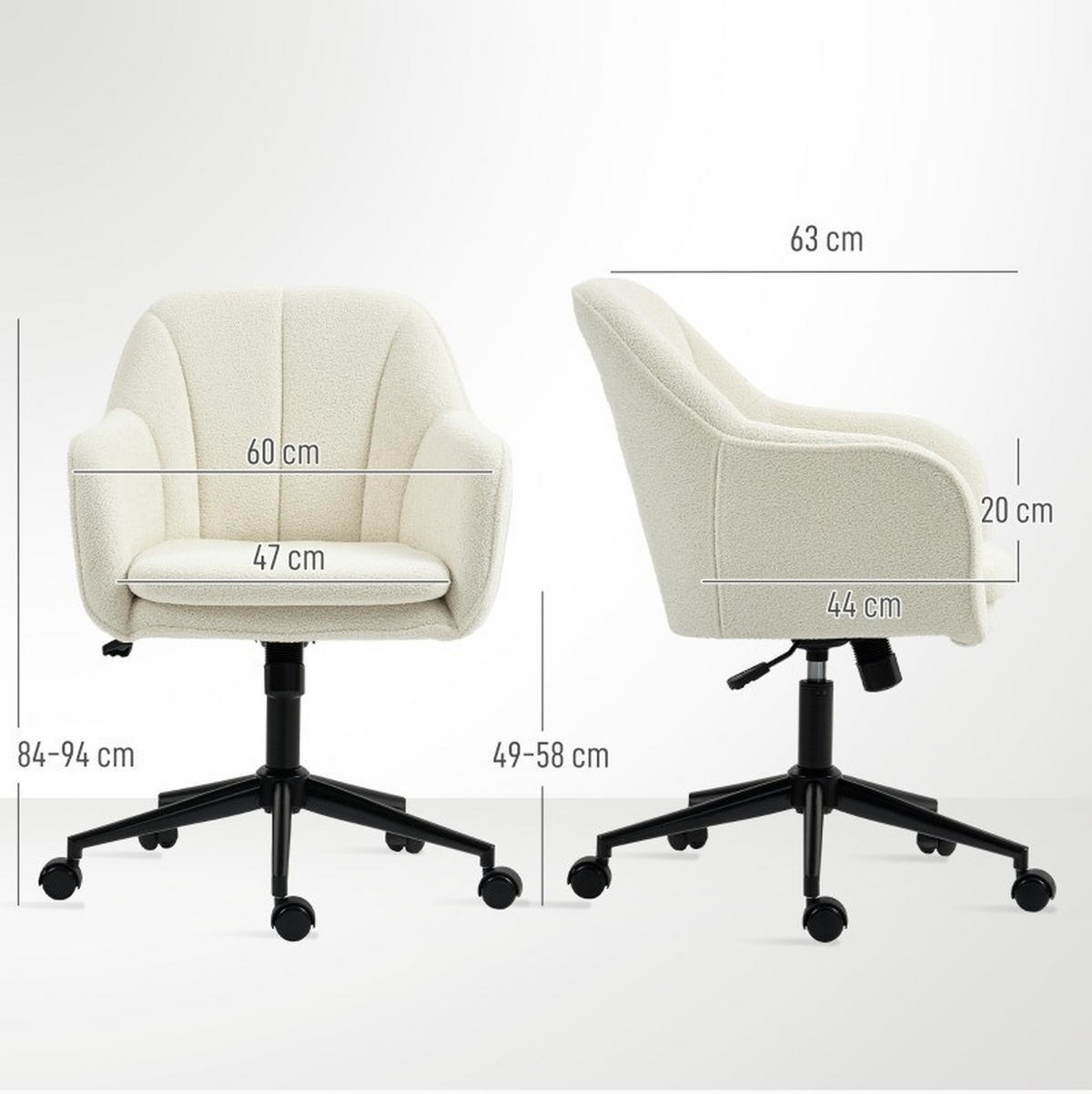 DREHSTUHL 60/63/84-94 cm in Beige mit Samtoptik und Höhenverstellung - Beige, Kunststoff (60/94/63cm) - Flora Grace