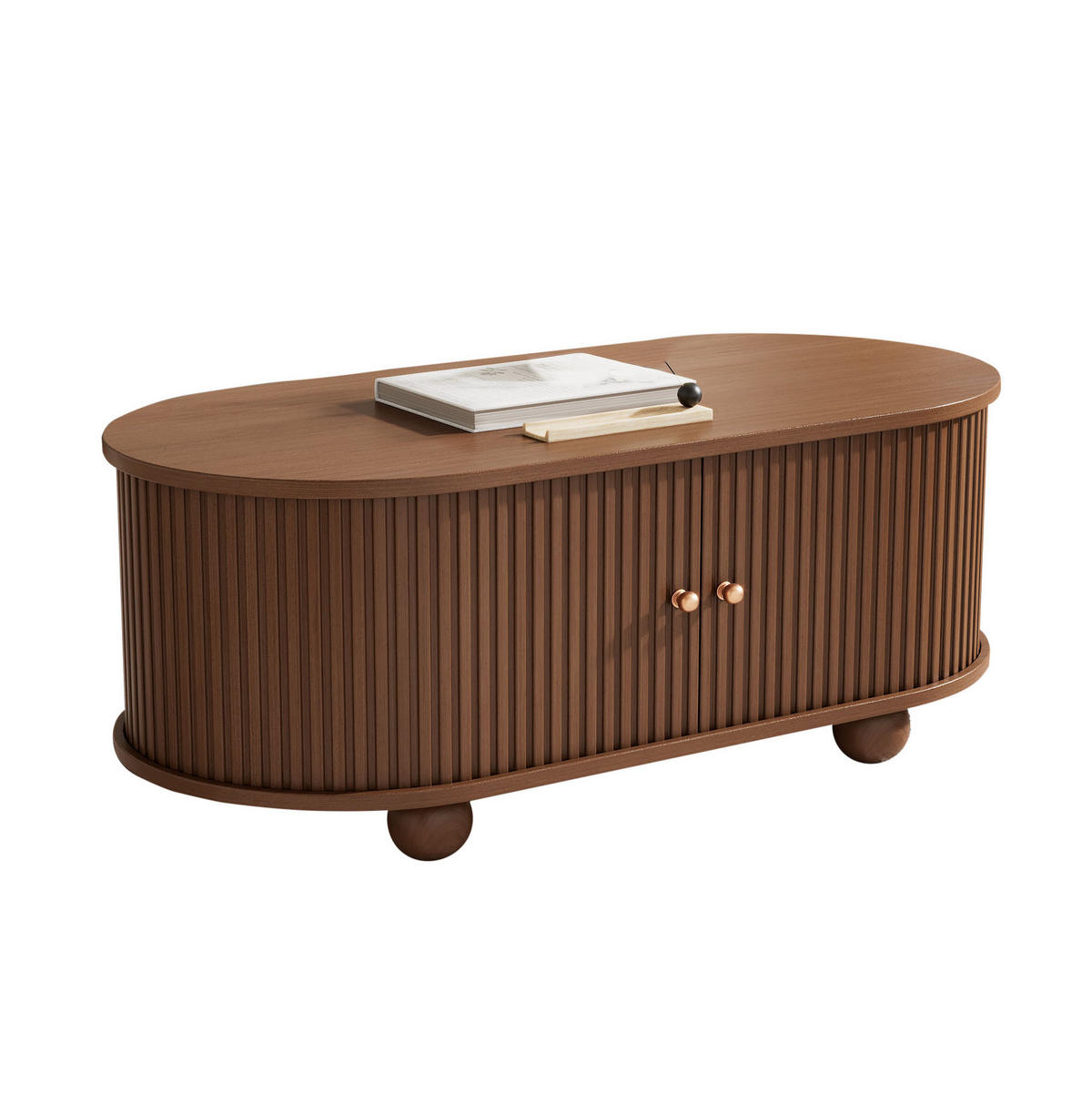 COUCHTISCH 100/50/40 cm mit 360-Grad-Schiebetür und Stauraum, Walnussfarbe - Walnussfarben, Holzwerkstoff (100/50/40cm) - Modfu