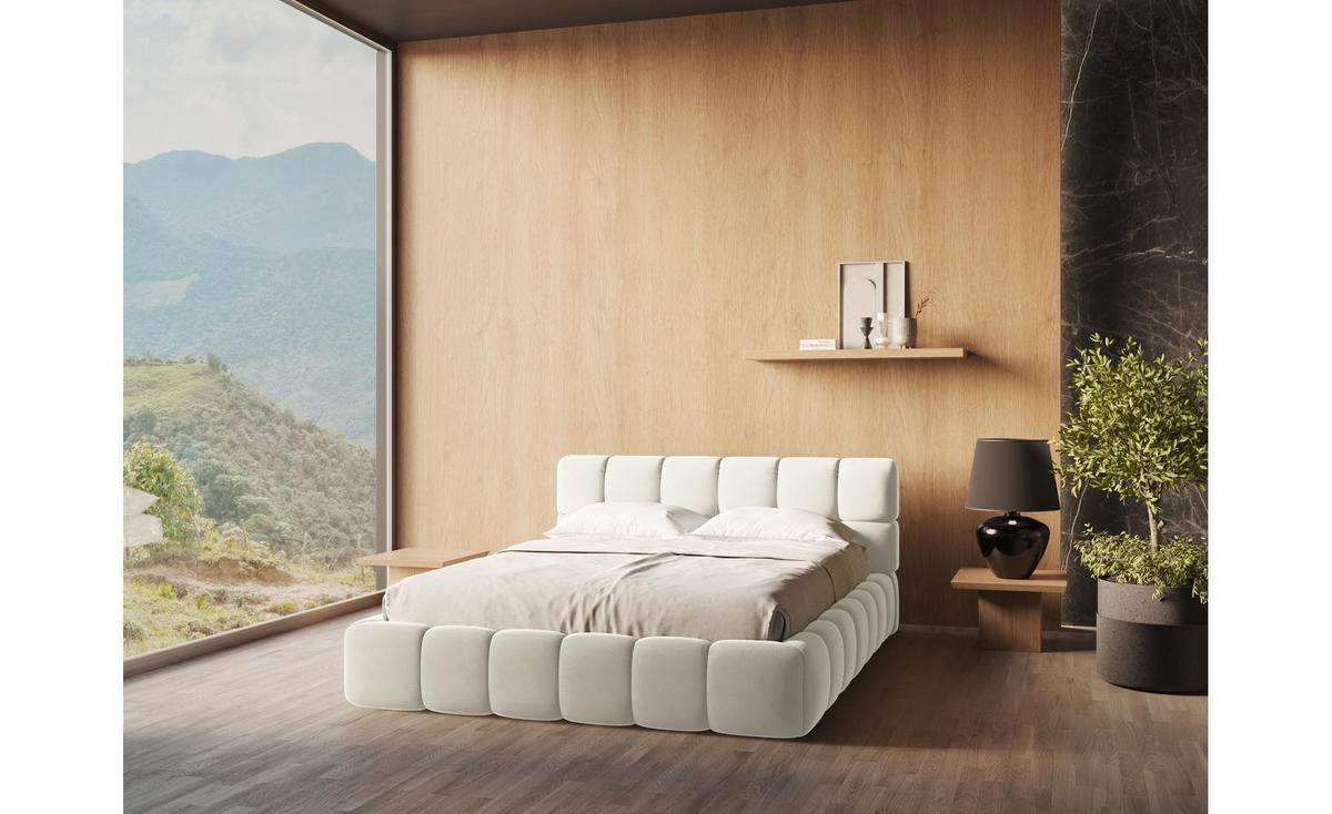 POLSTERBETT mit Bettkasten und Lattenrost 180x228 Beige - Beige/Creme, Kunststoff/Textil (160/200cm) - Makamii