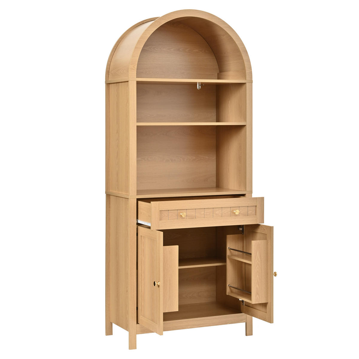 GESCHIRRSCHRANK Bogenfront Doppeltür Weiß - Naturfarben, Holzwerkstoff (76/180/40cm) - FLIEKS
