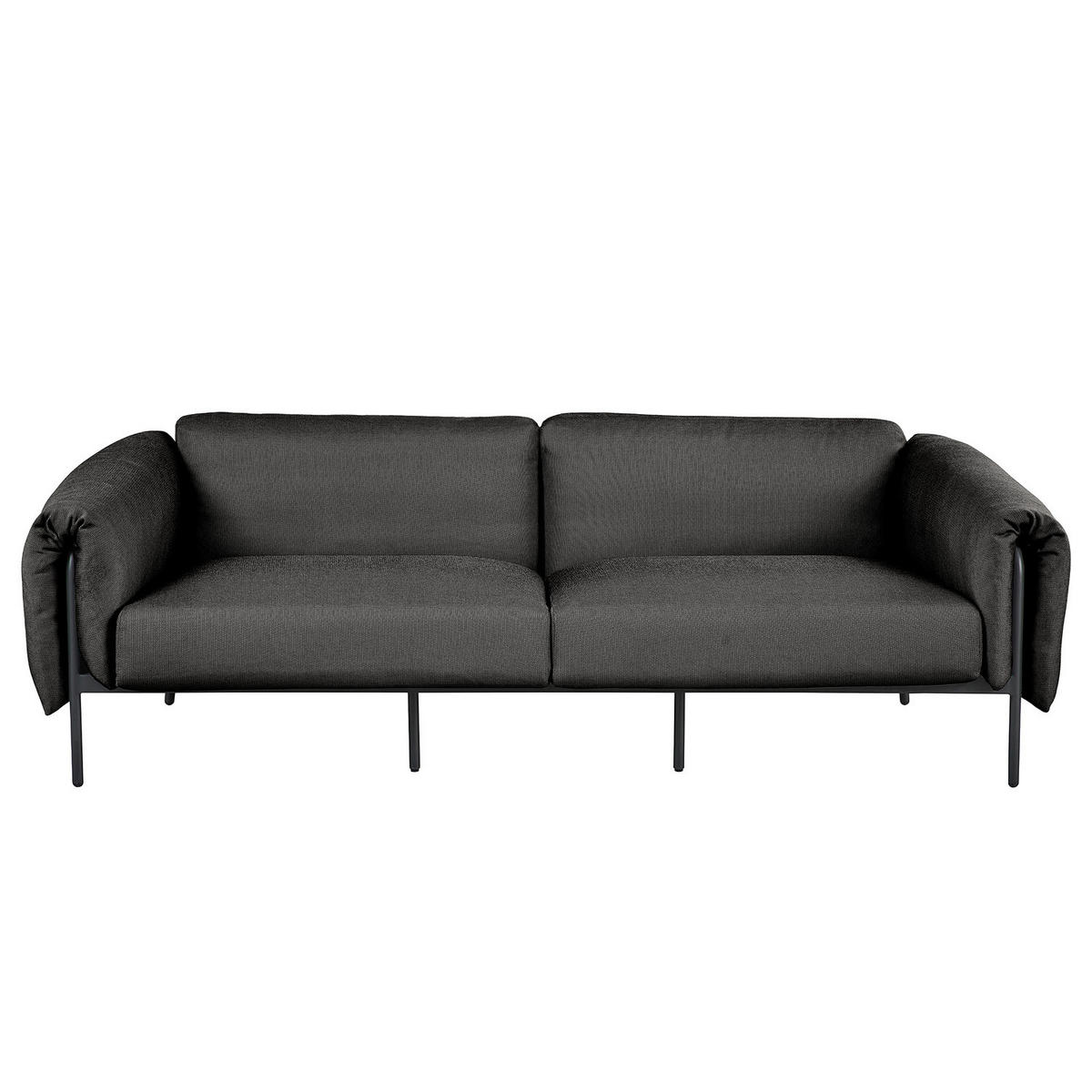 3-SITZER OUTDOOR-SOFA - Schwarz, Textil/Metall (224/70/98cm) - home24
