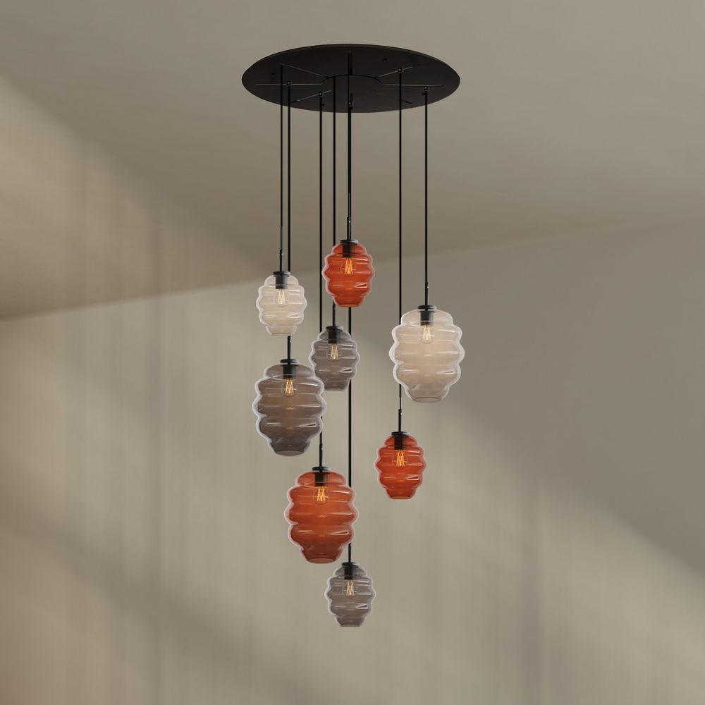 GALERIELEUCHTE Echos 8-flammig Mehrfarbig Ø 18/25cm - Multicolor/Schwarz, Glas (18/18/20cm) - s.luce