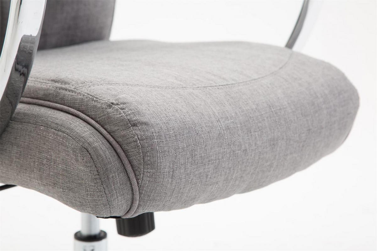 CHEFSESSEL Stoff grau - Chromfarben/Grau, Textil/Metall (65/115/73cm) - CLP