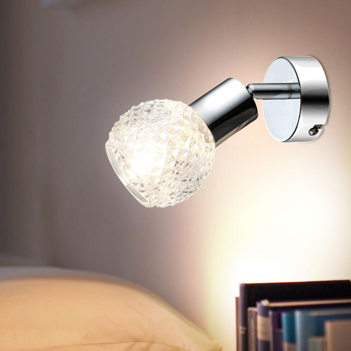 WANDLEUCHTE Chrom Glas Silber - Silberfarben, Glas (8/15.5/17cm) - Globo Lighting