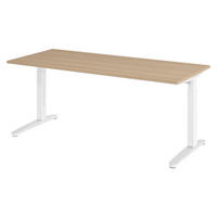 SCHREIBTISCH Serie-XB 80/180/74 cm in Eichefarben/Weiß/Alu poliert - Eichefarben/Weiß, Holzwerkstoff (80/180/74cm) - bümö