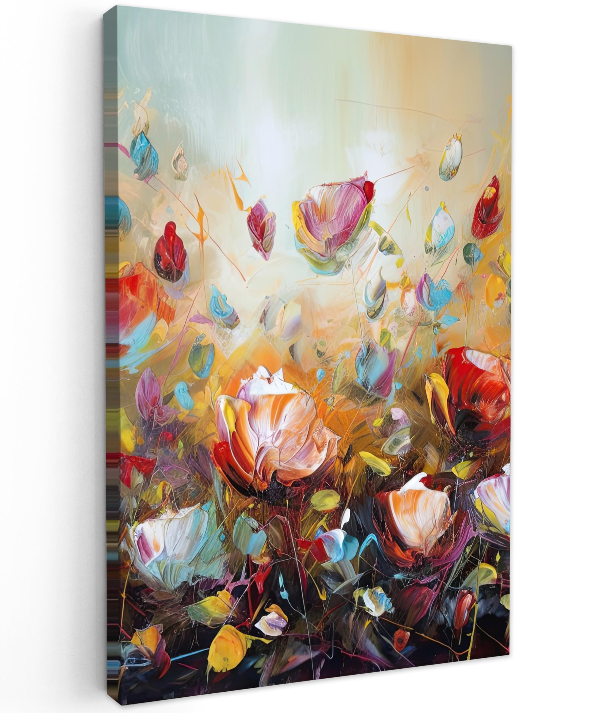 LEINWANDBILD Blumen - Kunst - Natur - Ölgemälde 20x30 cm - Multicolor, Textil (20/30cm) - MuchoWow