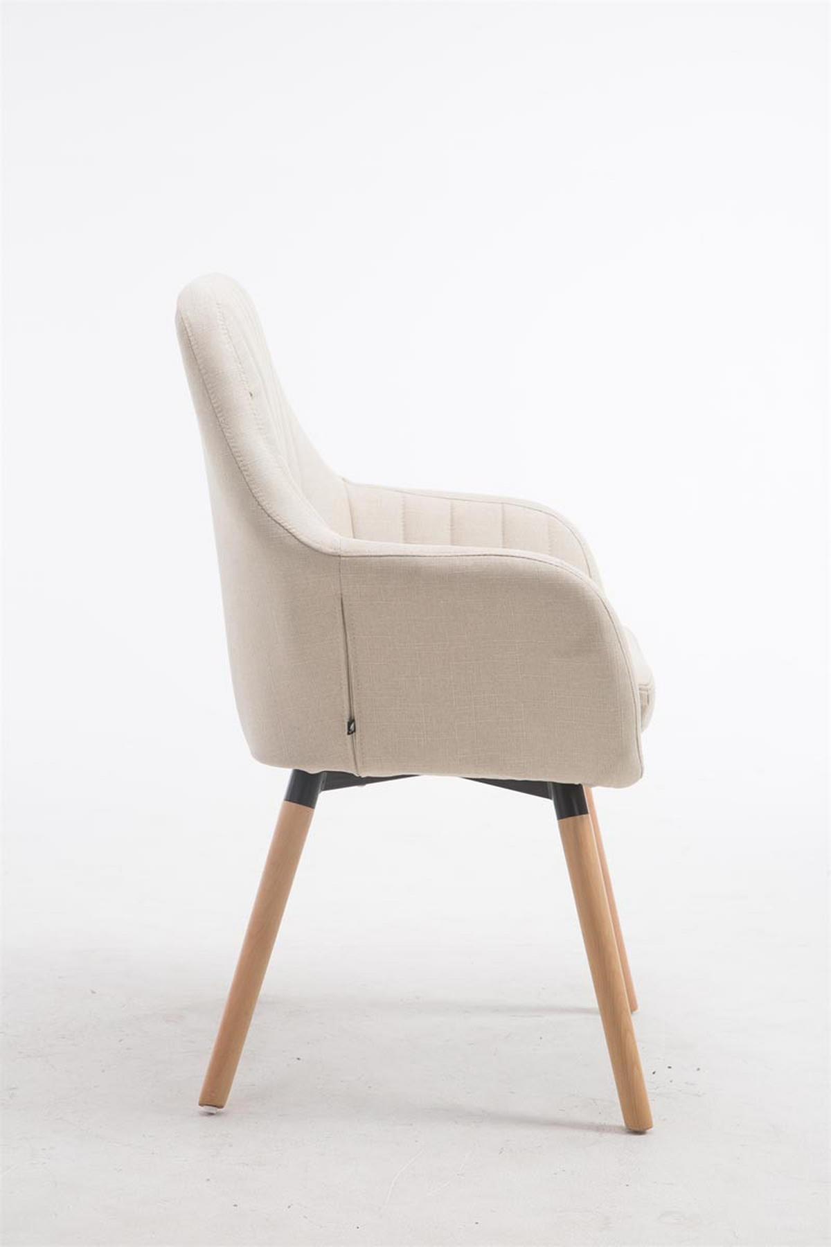 ARMLEHNENSTUHL Stoff creme - Eukalyptusholzfarben/Creme, Holz/Textil (67/93/58cm) - CLP