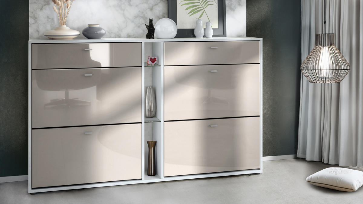 SCHUHSCHRANK Today Fronten in Sandgrau Hochglanz - Sandfarben, Holzwerkstoff (155.5/95/28cm) - Vladon