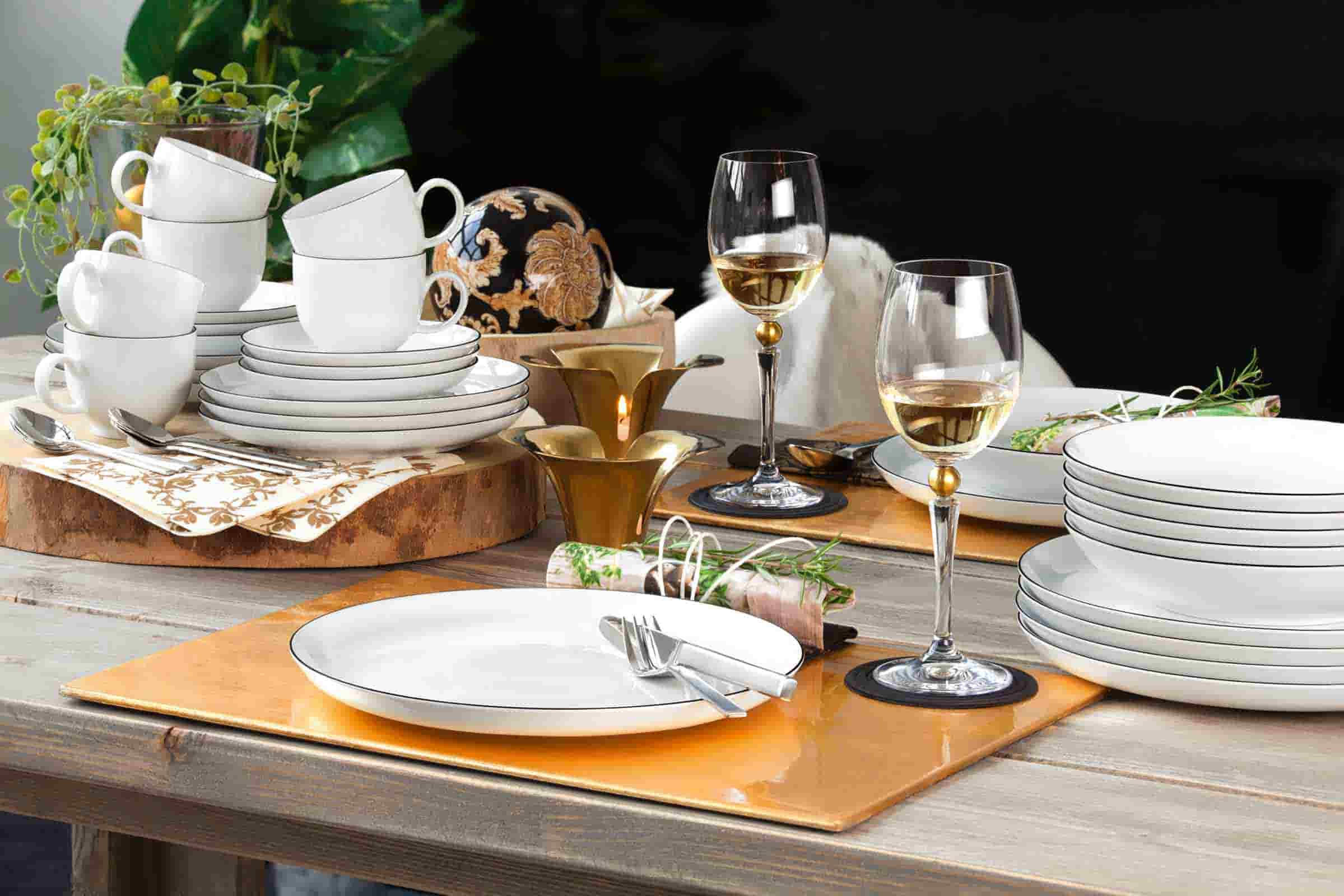 SPEISETELLER Lido Black Line weiß ø 26 cm 6er Set - Weiß, Keramik (26cm) - Seltmann Weiden