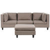 3-SITZER-SOFA Leinenoptik braun mit Ottomane Unstad - Schwarz/Braun, Textil (228/72/76cm) - Beliani