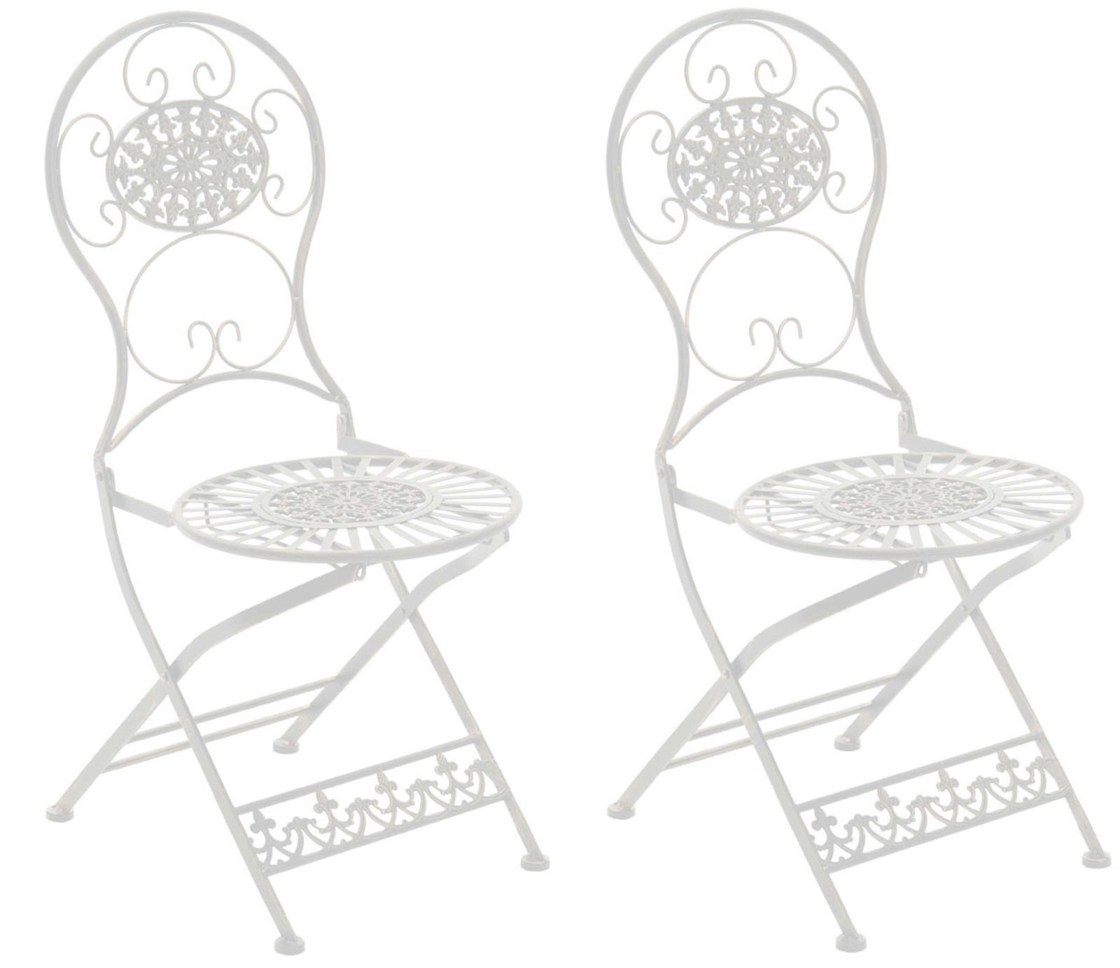 GARTENKLAPPSTUHL 2er Set Metall weiß - Weiß, Metall (43/91.5/50cm) - CLP