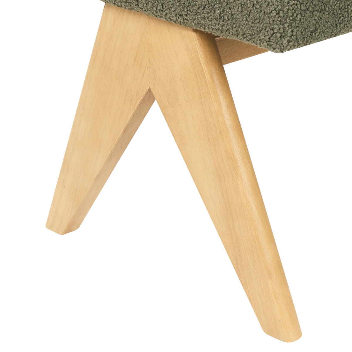 POLSTERBANK Grün/Hellbraun Tamre - Olivgrün/Braun, Holz/Textil (118/48/46cm) - Beliani