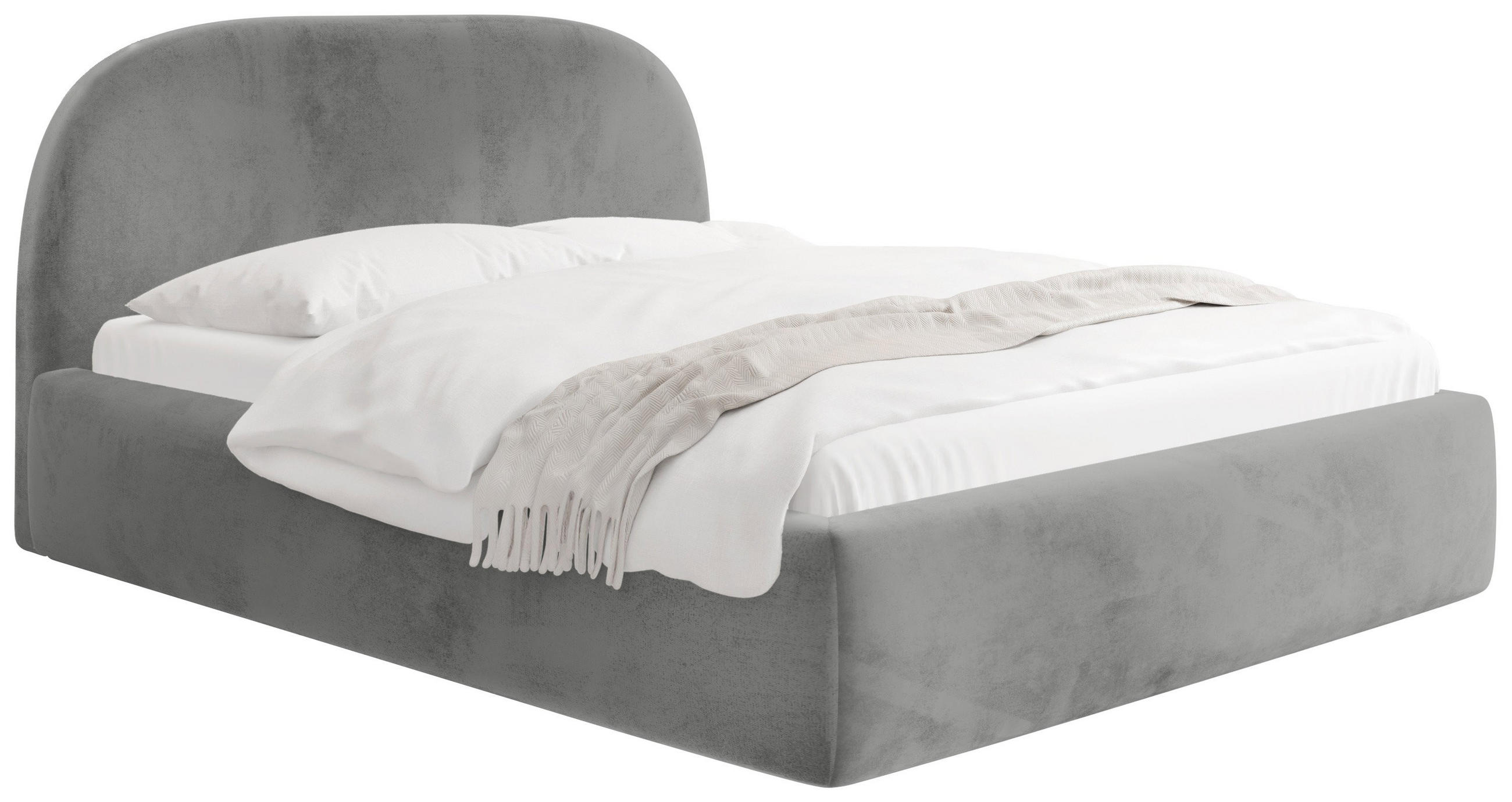 POLSTERBETT Puro mit Bettkasten, Grau Samt 120 x 200 cm – mit Metall-Lattenrost - Birkefarben/Schwarz, Kunststoff/Textil (120/200cm) - WFL GROUP