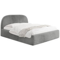 POLSTERBETT Puro mit Bettkasten, Grau Samt 120 x 200 cm – mit Metall-Lattenrost - Birkefarben/Schwarz, Kunststoff/Textil (120/200cm) - WFL GROUP