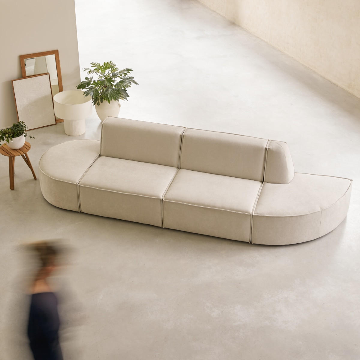 SOFA Dario Beige aus Stoff - Beige, Textil (340/75/93cm) - Tikamoon