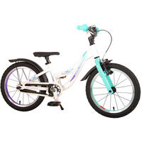 KINDERFAHRRAD Glamour - Mädchen - 16 Zoll - Rücktritt + Handbremse - Perlmutt Mintgrün - Weiß, Metall (56cm) - TPFSports