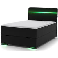 BOXBETT Ontario schwarz 90/200cm LED Kunstleder - Schwarz, Textil (90/200cm) - wonello