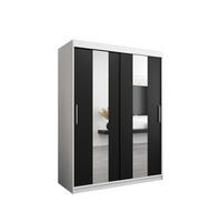 SCHWEBETÜRENSCHRANK 200/150/62 2-türig - Silberfarben/Schwarz, Holz/Kunststoff (150/200/62cm) - Abiks Möbel