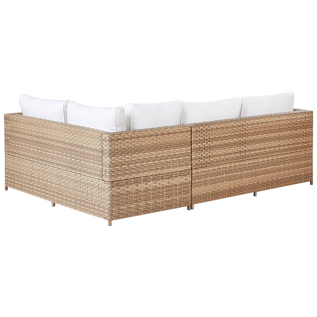 LOUNGE-SET 4-sitzer rechtsseitig PE Rattan Cremeweiß Avola - Weiß/Naturfarben, Kunststoff - Beliani