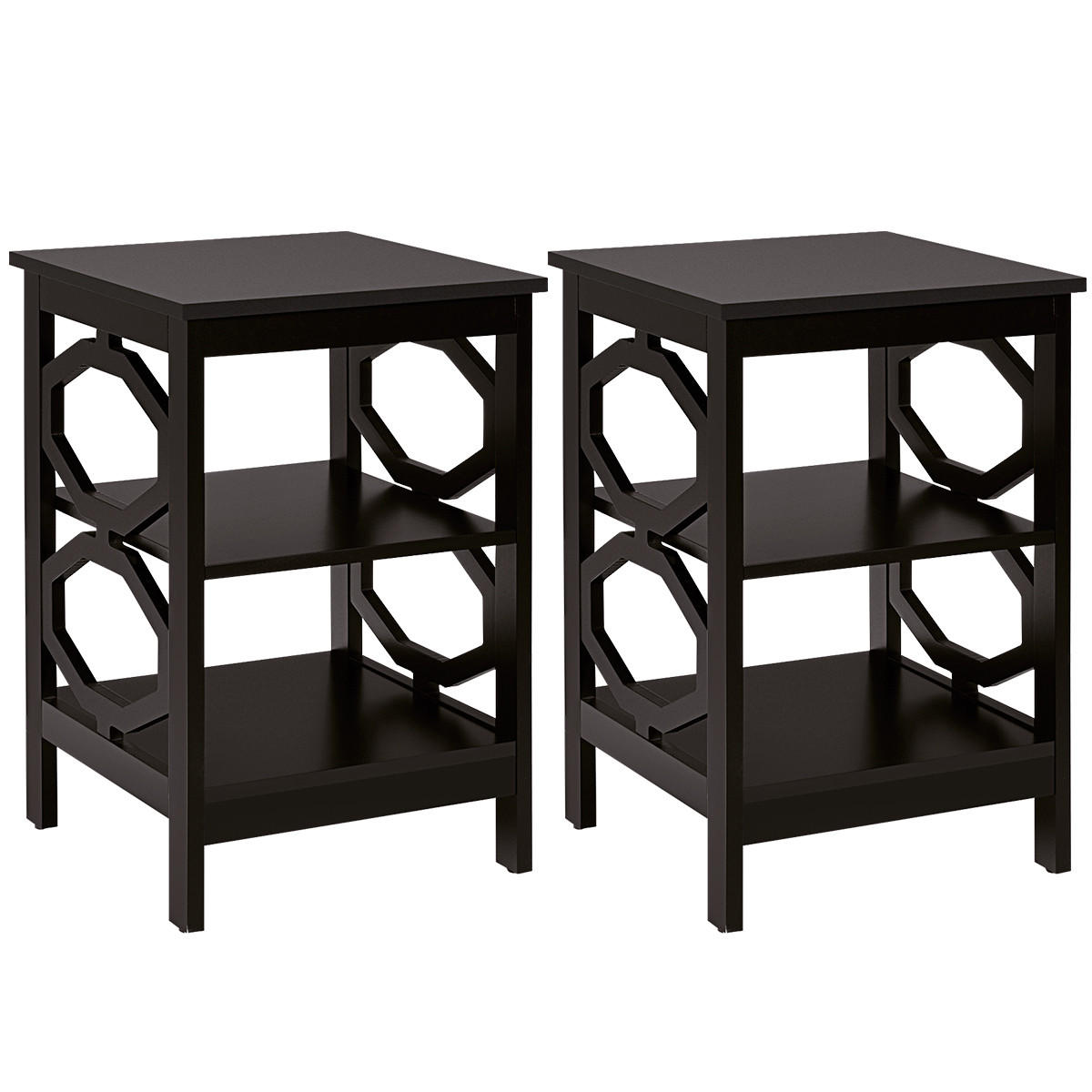 NACHTTISCH Braun(2er-Set) - Braun, Holz (40/61/40cm) - COSTWAY