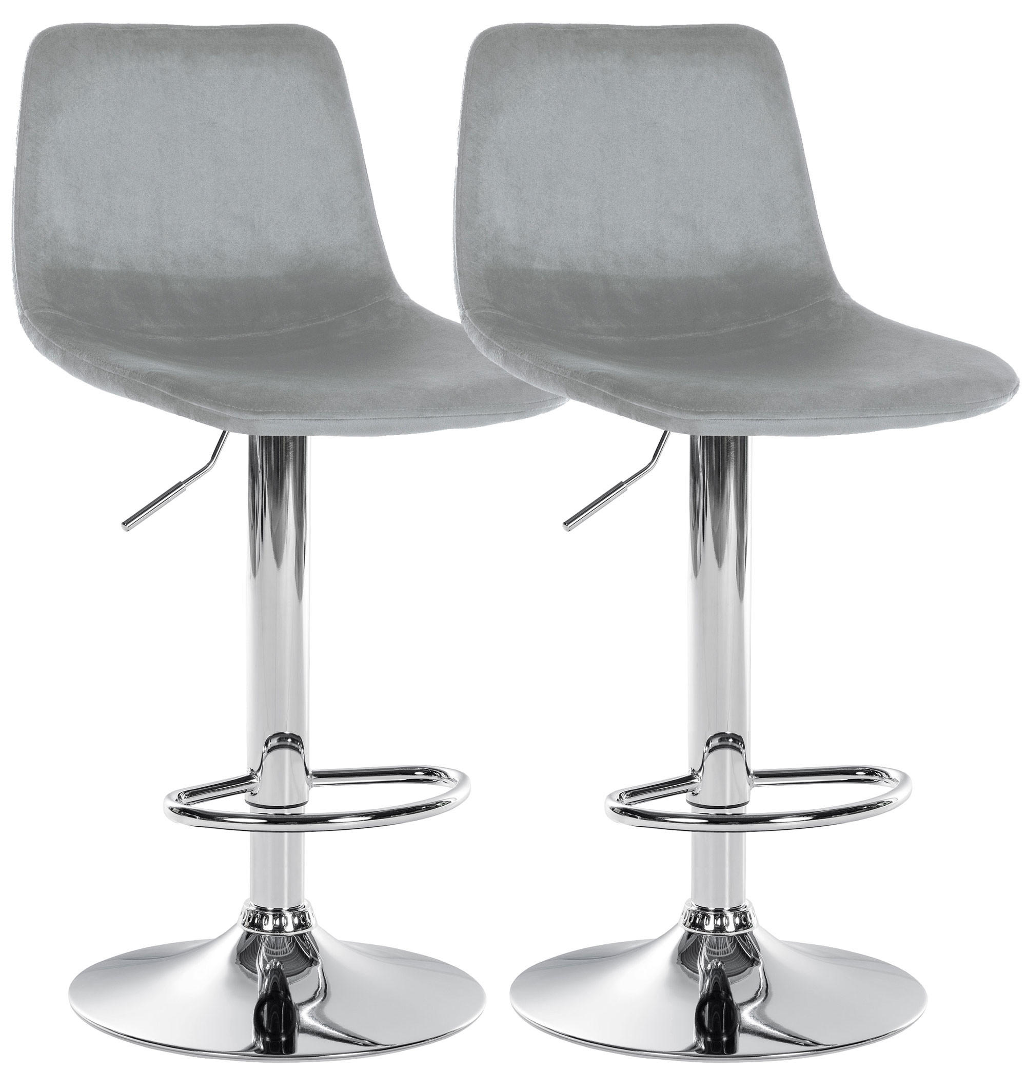 BARHOCKER 2er Set Samt grau - Chromfarben/Grau, Textil/Metall (44/88/43cm) - CLP