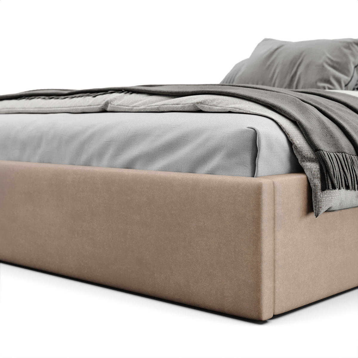 POLSTERBETT 140x200cm Bett mit Stauraum Lattenrost Beige - Beige, Holz/Holzwerkstoff (140/200cm) - Muralo