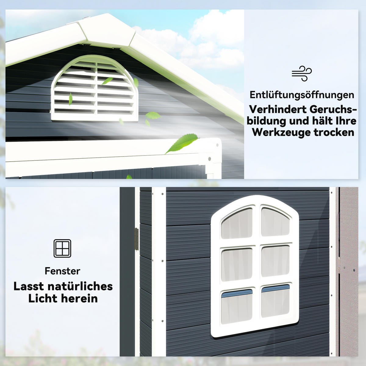 GERÄTEHAUS Gartenhaus mit Fenster Pultdach Outdoor Metall Grau - Grau, Metall (104/204/134cm) - Outsunny