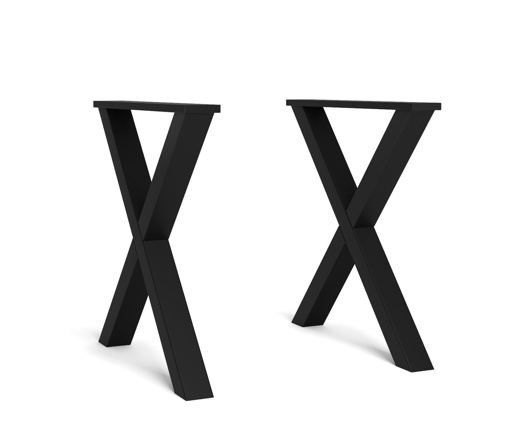 TISCHBEINE X-förmig Schwarz lackiert - 72/9,5/72 cm - Schwarz, Holz (72/71/10cm) - Skraut Home