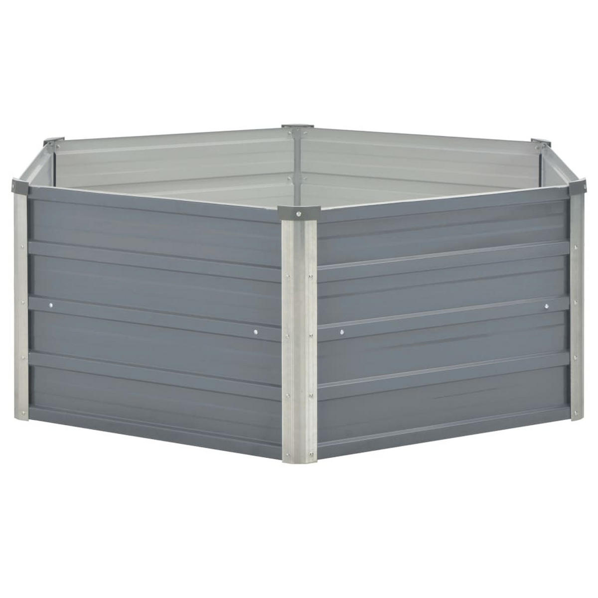 6-ECKIGES Hochbeet für Garten NOA Grau | 129x129x45cm | Verzinkter Stahl - Grau, Metall (129/45/129cm) - DELUKE