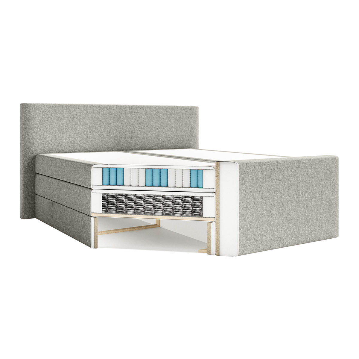 BOXSPRINGBETT VELIPOJA EASY CLEAN 140x200 cm, Hellgrau - Hellgrau, Textil (140/200cm) - Fedve