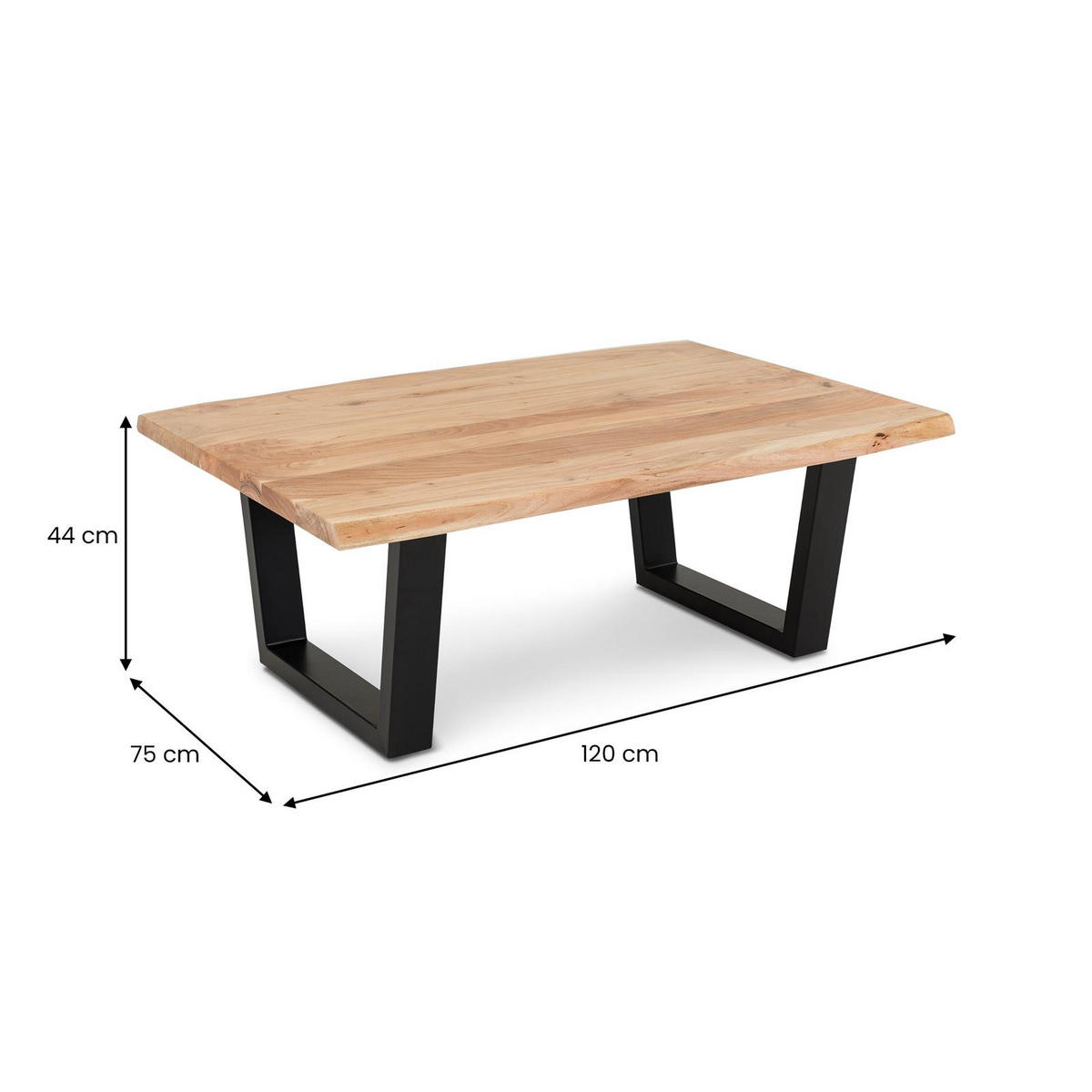 COUCHTISCH SAMIA natur, schwarz - Naturfarben, Holz/Metall (75/120/46cm) - IDIMEX