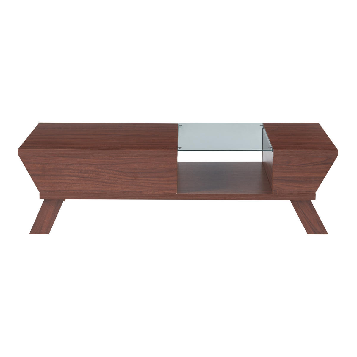 COUCHTISCH Ljusdal 120/55/33 cm - Walnussfarben, Glas/Holzwerkstoff (55/120/33cm) - [en.casa]