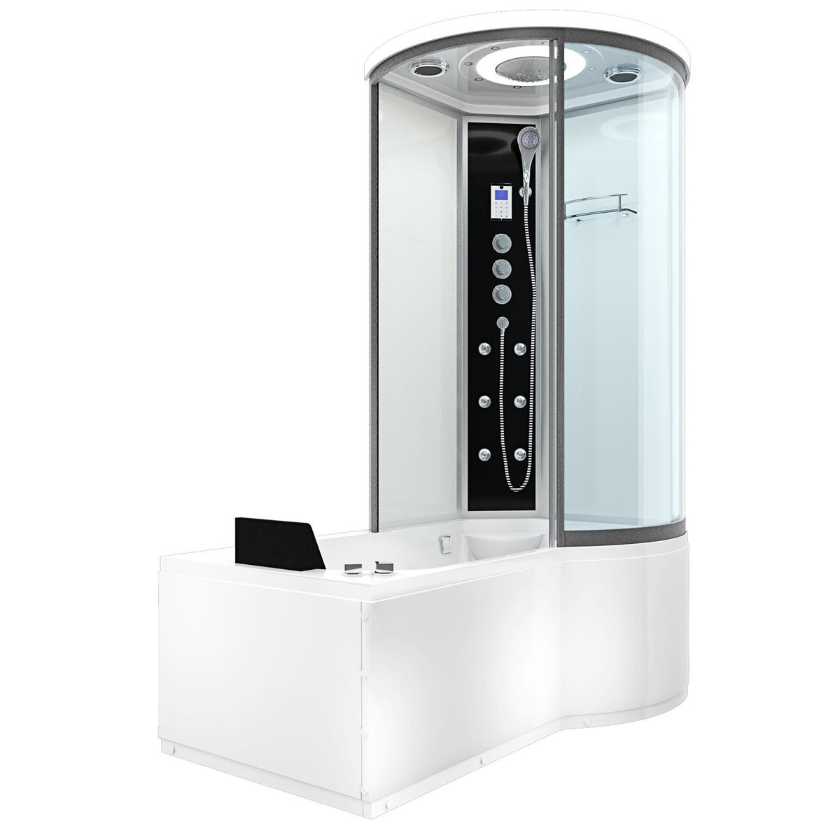 WHIRLPOOL Wanne Duschkabine ws K55-L03-WP-EC 170x1 - Weiß, Glas/Kunststoff (98/220/170cm) - AcquaVapore by Sandra Jentho