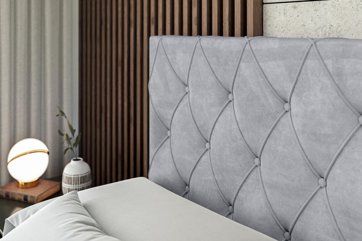 BOXBETT AMAY-Z - 160x200 cm - H4 - Hellgrau - Grau, Holzwerkstoff (160/200cm) - ALTDECOR